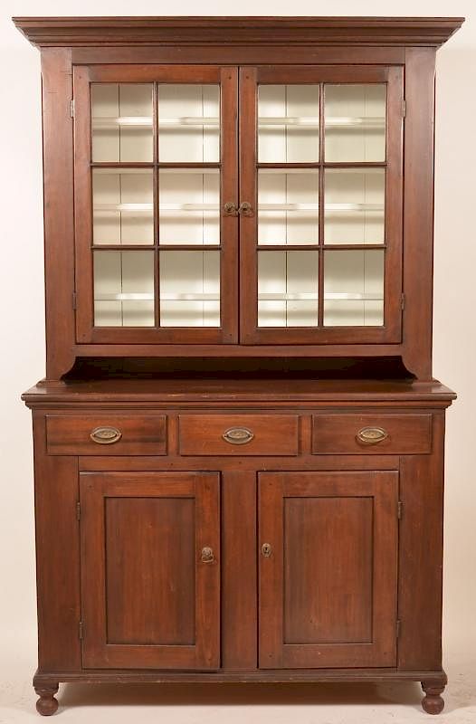 Appraisal: PA Federal Mixed Wood Dutch Cupboard Pennsylvania Federal Mixed Wood