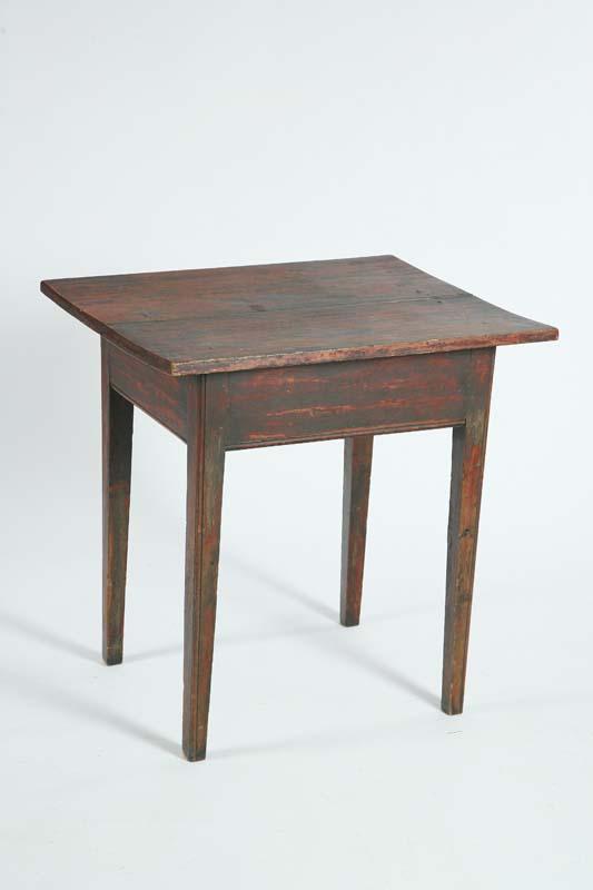 Appraisal: WORK TABLE Pine with a two board top square tapered