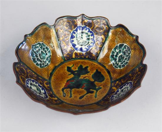 Appraisal: JAPANESE KO KUTANI WARE LOTUS FORM BOWL diameter inches