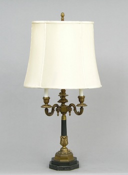 Appraisal: A Fine Bronze and Marble Lamp A fine traditional cast