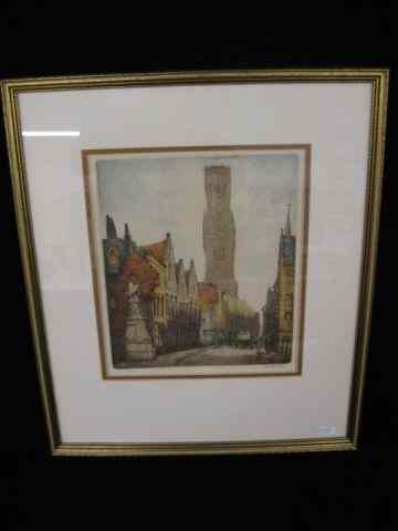 Appraisal: Alfred Van Neste Drypoint Etching listed Belgium artist - city