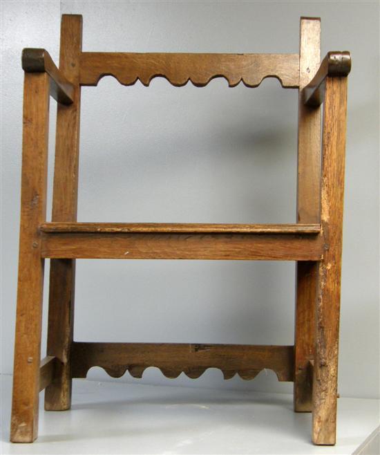 Appraisal: th Century country made oak open arm chair with wood