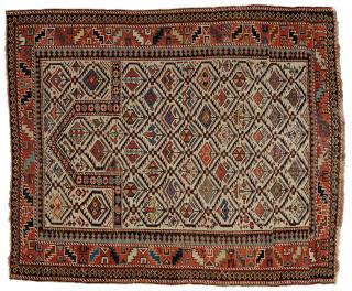 Appraisal: SEMI-ANTIQUE SHIRVAN PRAYER RUG EAST CAUCASUS Circa Rows of candlestick