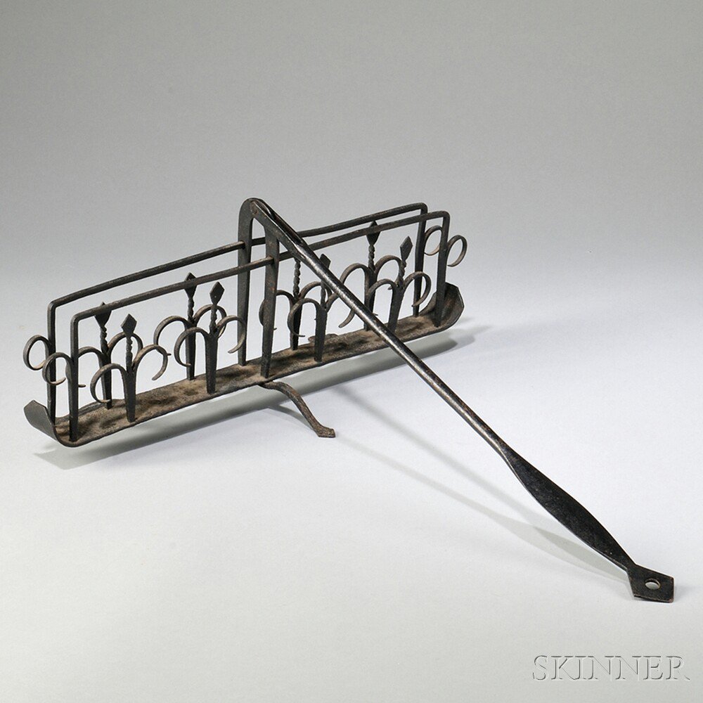 Appraisal: Wrought Iron Hanging Toaster America late th early th century