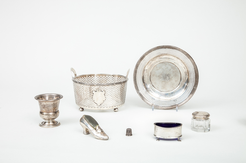 Appraisal: GROUP OF SIX AMERICAN AND ENGLISH SILVER AND SILVER-MOUNTED ARTICLES