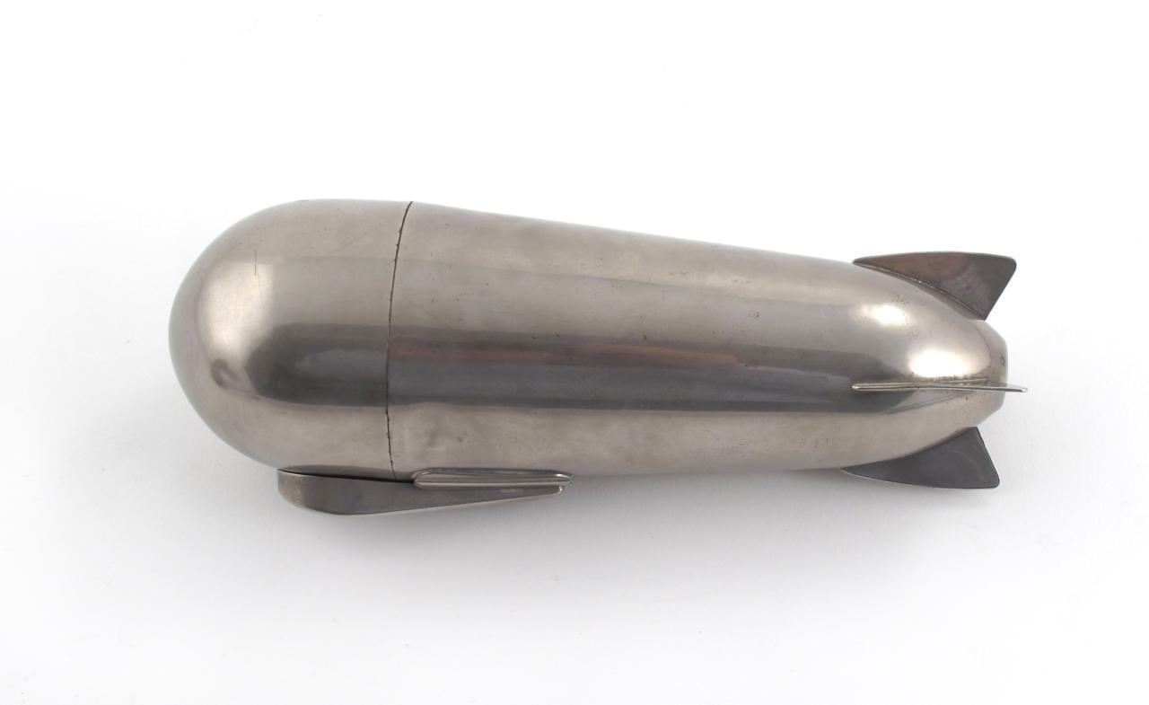 Appraisal: A German chromed metal novelty Zeppelin cocktail shaker