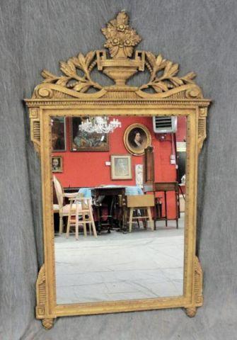 Appraisal: Giltwood Mirror with Urn Form Crown From a Larchmont home