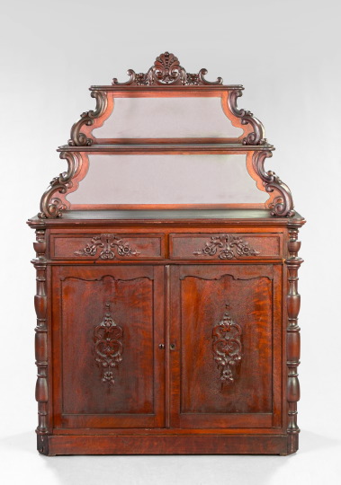 Appraisal: American Rococo Revival Walnut Etagere Cabinet third quarter th century