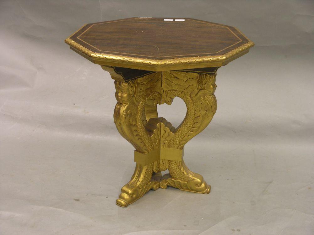 Appraisal: A walnut and parcel gilt occasional table octagonal top upon