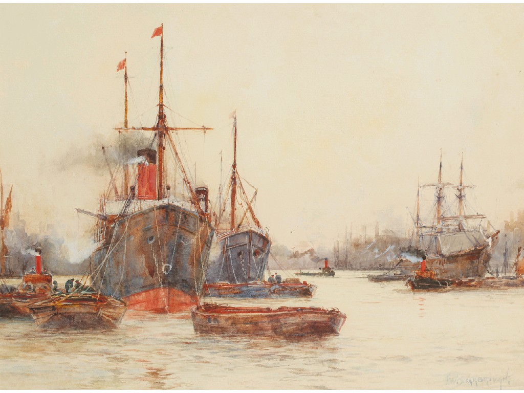 Appraisal: FREDERICK W SCARBOROUGH The Pool of London signed watercolour and