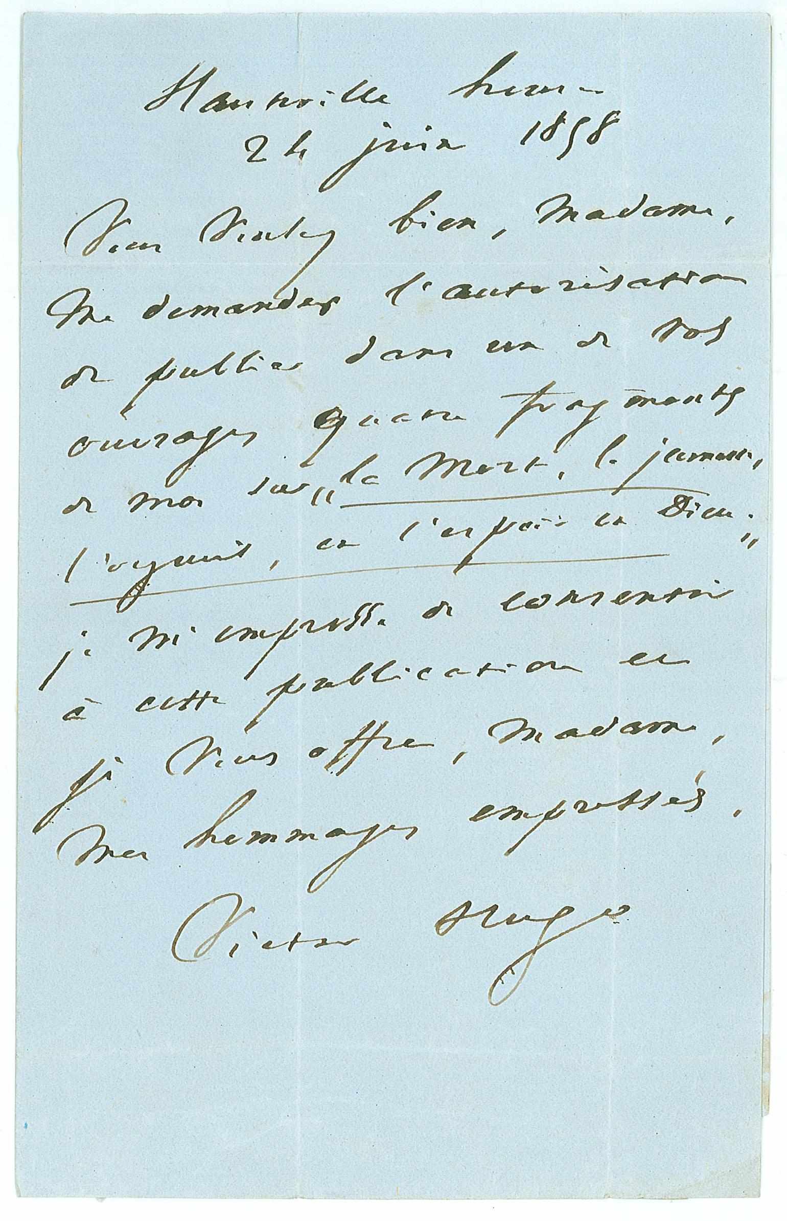 Appraisal: HUGO VICTOR Autograph Letters Signed ''Victor Hugo'' each p mo