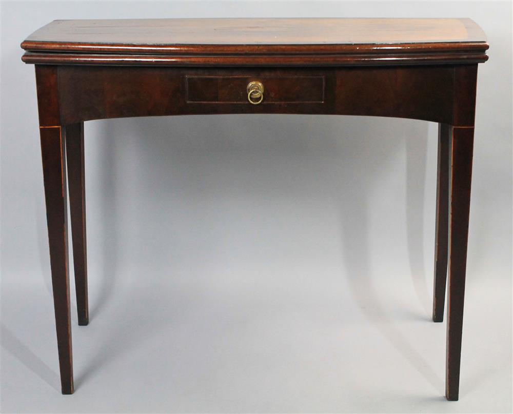 Appraisal: GEORGE III MAHOGANY GAMES TABLE WITH CONCH INLAY having a