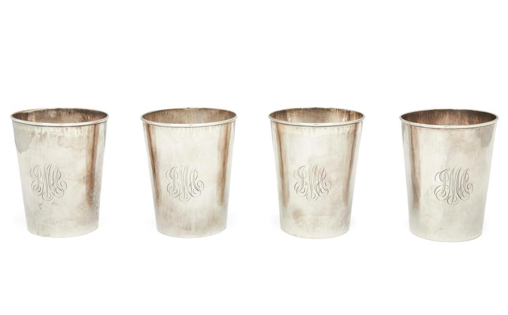 Appraisal: Four Anna Eicher Arts and Crafts sterling silver highballs First-quarter