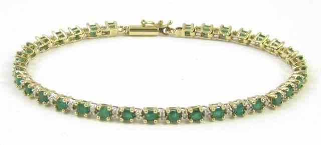 Appraisal: EMERALD AND DIAMOND BRACELET - inches in length The k