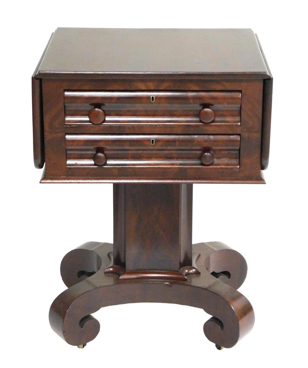 Appraisal: Empire sewing stand c mahogany finish sewing work stand with