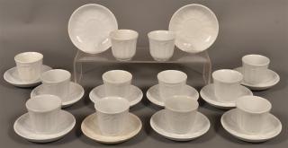 Appraisal: Ironstone China Wheat Patt Cups Saucers Twelve Ironstone China Wheat