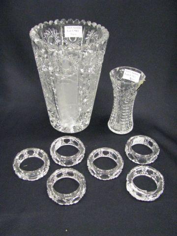 Appraisal: pcs of Cut Crystal Waterford bud vase fine napkin rings