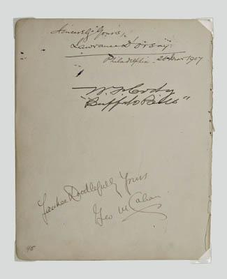 Appraisal: W F Cody Buffalo Bill signature autograph album page boldly