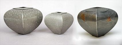 Appraisal: Three Jon Michael Route Pewter Vases Signed dated and to