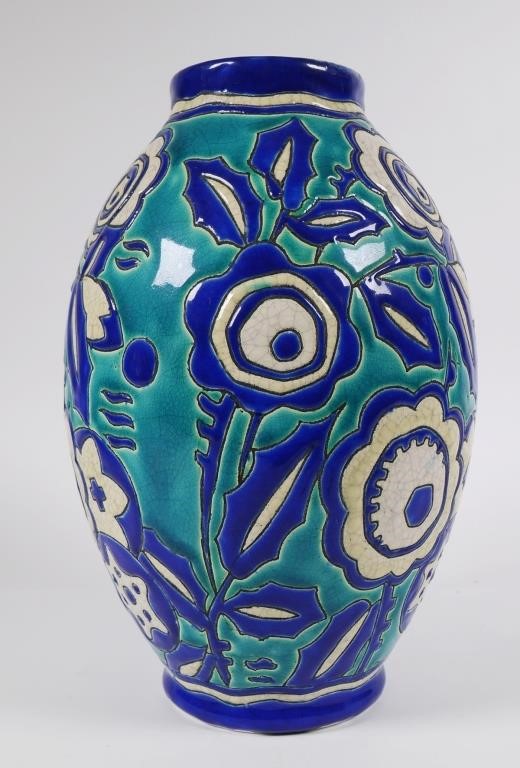 Appraisal: Boch Freres ceramic art deco vase designed by Charles Catteau