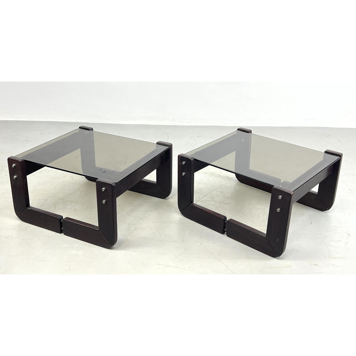 Appraisal: Pair of PERCIVAL LAFER Side Tables glass top tables Dimensions