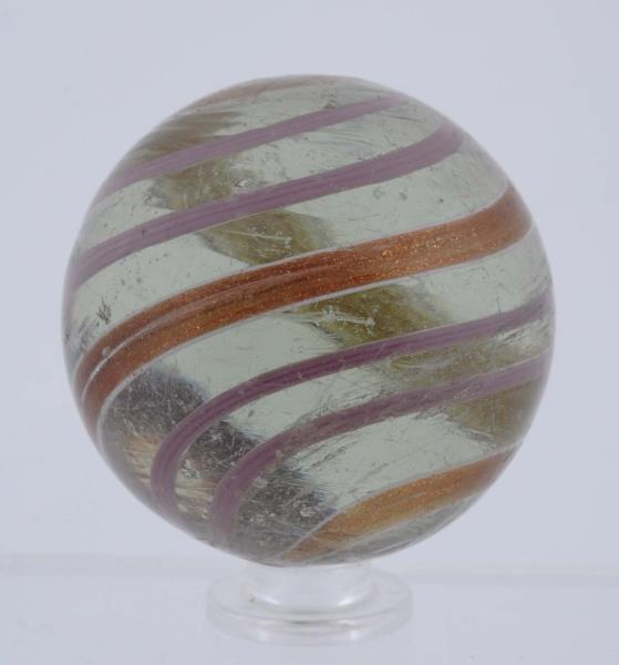 Appraisal: Large Banded Lutz Marble Clear base with lavender bands Nice