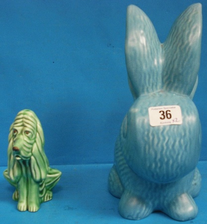 Appraisal: Sylvac Blue Seated Rabbit height cm and Green Miserable Dog