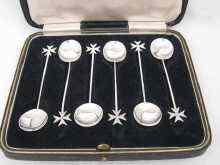 Appraisal: A boxed set of standard silver tea spoons with Maltese