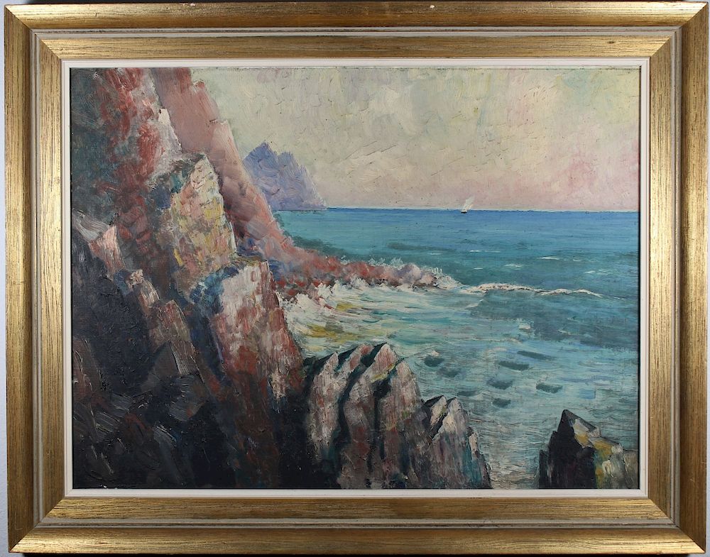 Appraisal: European School Impressionist Coastal Seascape th C European School Impressionist