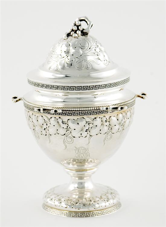 Appraisal: Early Tiffany sterling sugar keeper New York circa - grape