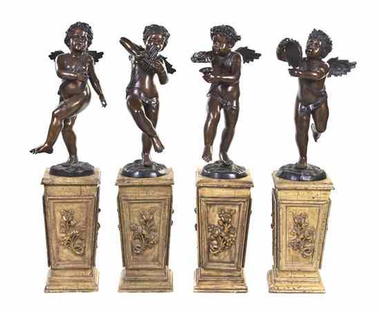 Appraisal: A Set of Four Continental Bronze Figures each depicting a