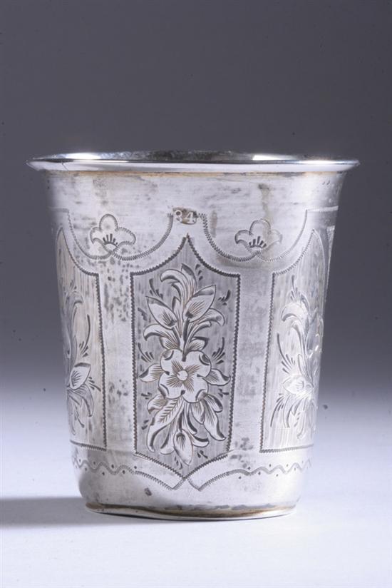 Appraisal: RUSSIAN SILVER VODKA CUP Moscow maker's mark rubbed Exterior decorated