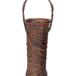 Appraisal: A Bamboo Flower Arranging Basket TH CENTURY of tall recessed