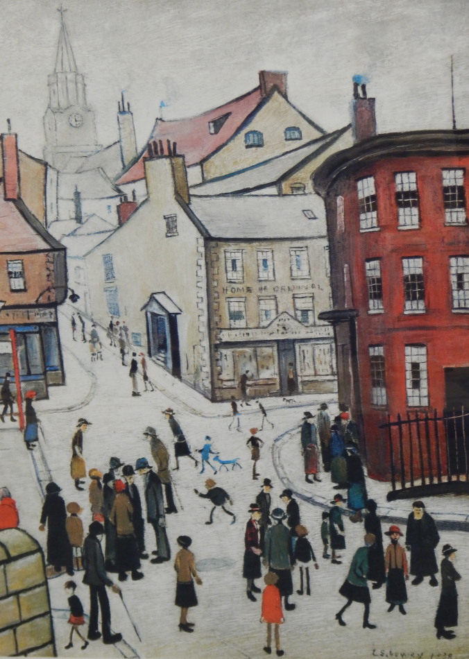 Appraisal: Laurence Stephen Lowry - Berwick-on-Tweed artist signed colour print cm