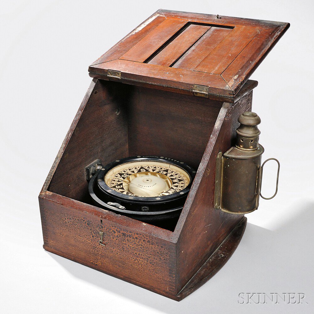 Appraisal: E S Ritchie Sons Boxed Ship's Compass retailed by T