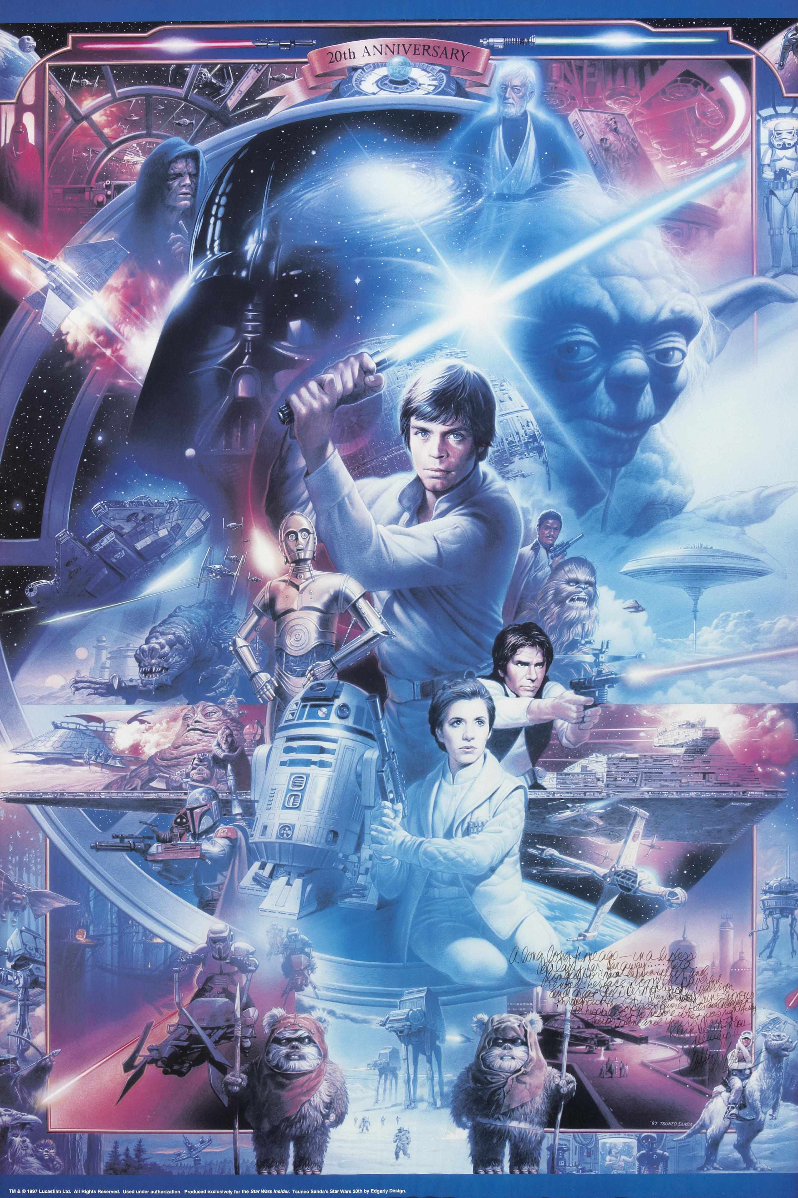 Appraisal: th Anniversary poster for Star Wars inscribed and signed by