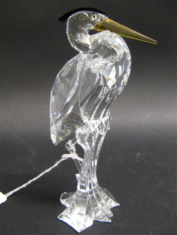 Appraisal: SWAROVSKI AUSTRIAN CUT CRYSTAL SILVER HERON with clear faceted crystal