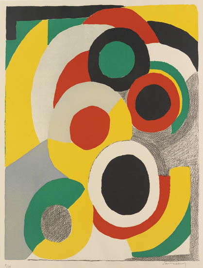 Appraisal: SONIA DELAUNAY Composition with Circles Color lithograph circa x mm