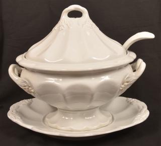 Appraisal: White Ironstone China Covered Soup Tureen Pankhurst Co White Ironstone