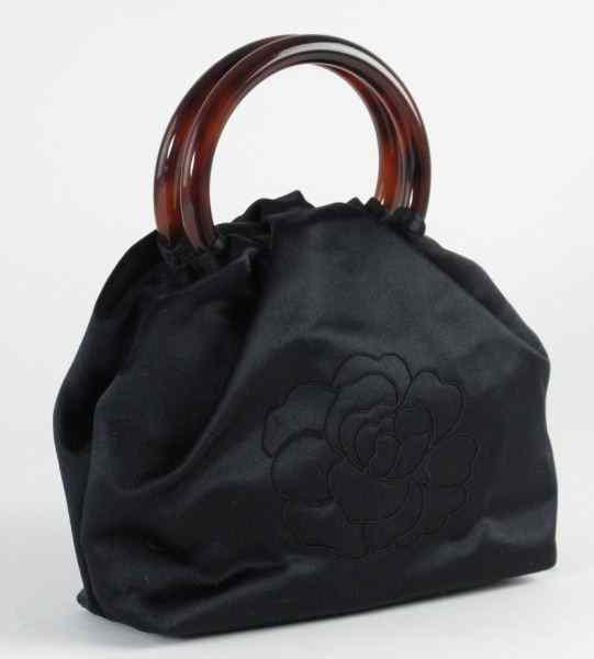 Appraisal: Satin ''Camelia'' Evening Bag Chaneldesigned in black satin with an