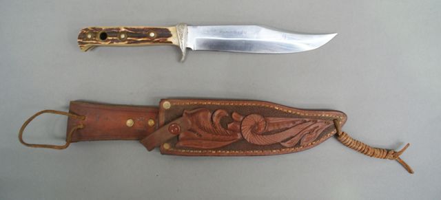 Appraisal: A Puma bowie knife inch clip point blade stag scales