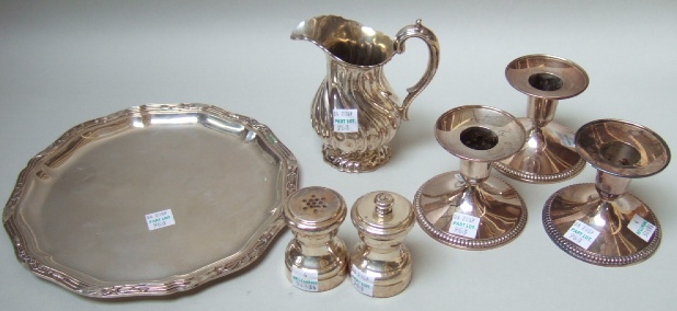 Appraisal: Foreign wares comprising a shaped circular waiter German detailed three