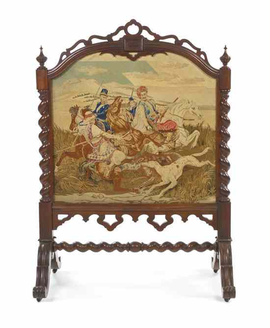 Appraisal: An English Firescreen having a pierce carved crest flanked by