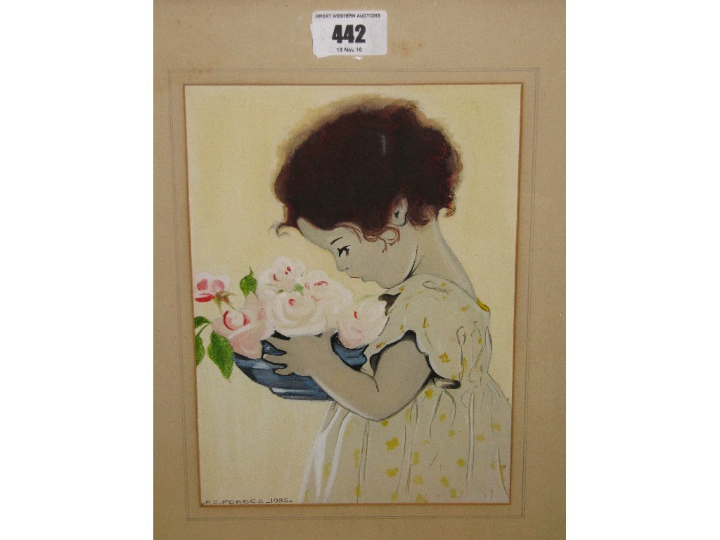 Appraisal: Watercolour of a little girl signed F C Forbes on