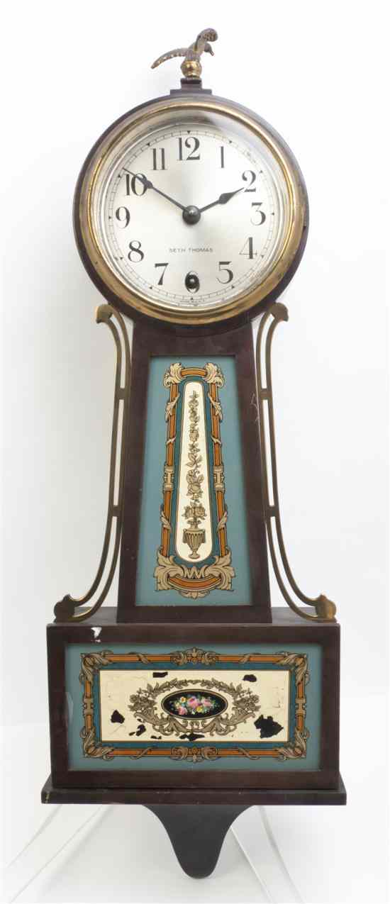 Appraisal: An American Banjo Clock Seth Thomas with an eagle finial