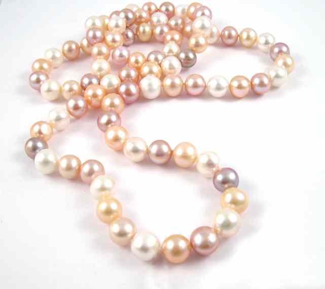 Appraisal: MULTI-COLOR PEARL NECKLACE strung with well matched pink white peach