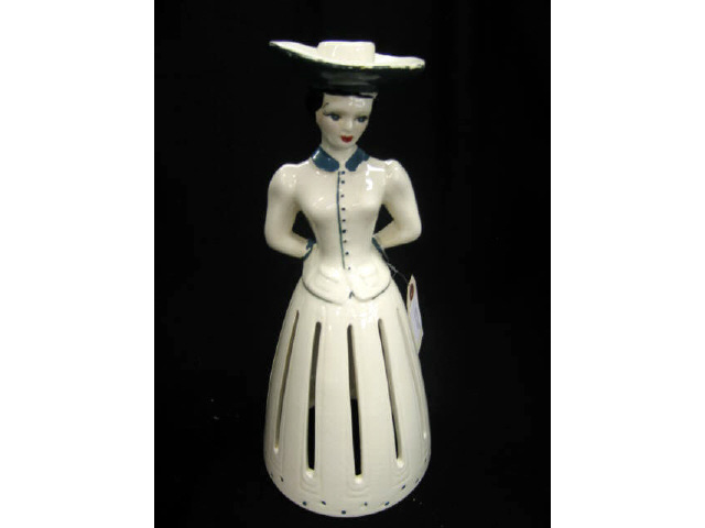 Appraisal: Figural Pottery Tissue Holder lady in fancy gown