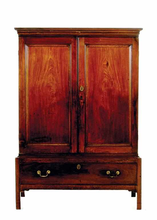 Appraisal: George III mahogany linen press late th century upper section