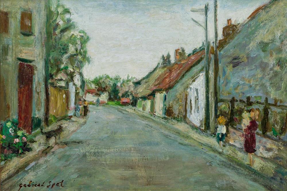 Appraisal: GABRIEL SPAT American - Village Scene oil on board signed