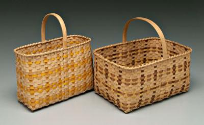 Appraisal: Two oak split Cherokee baskets both rectangular with lock handles